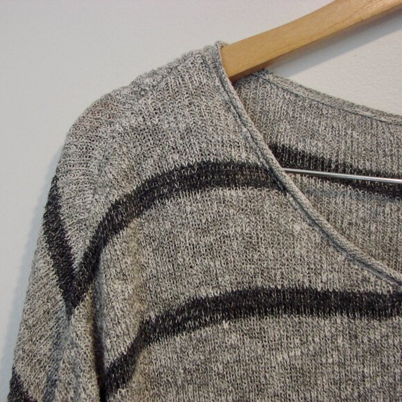 Free People Gray Striped Sweater Tunic High Low Oversized Crewneck Small M L XL - Picture 10 of 14